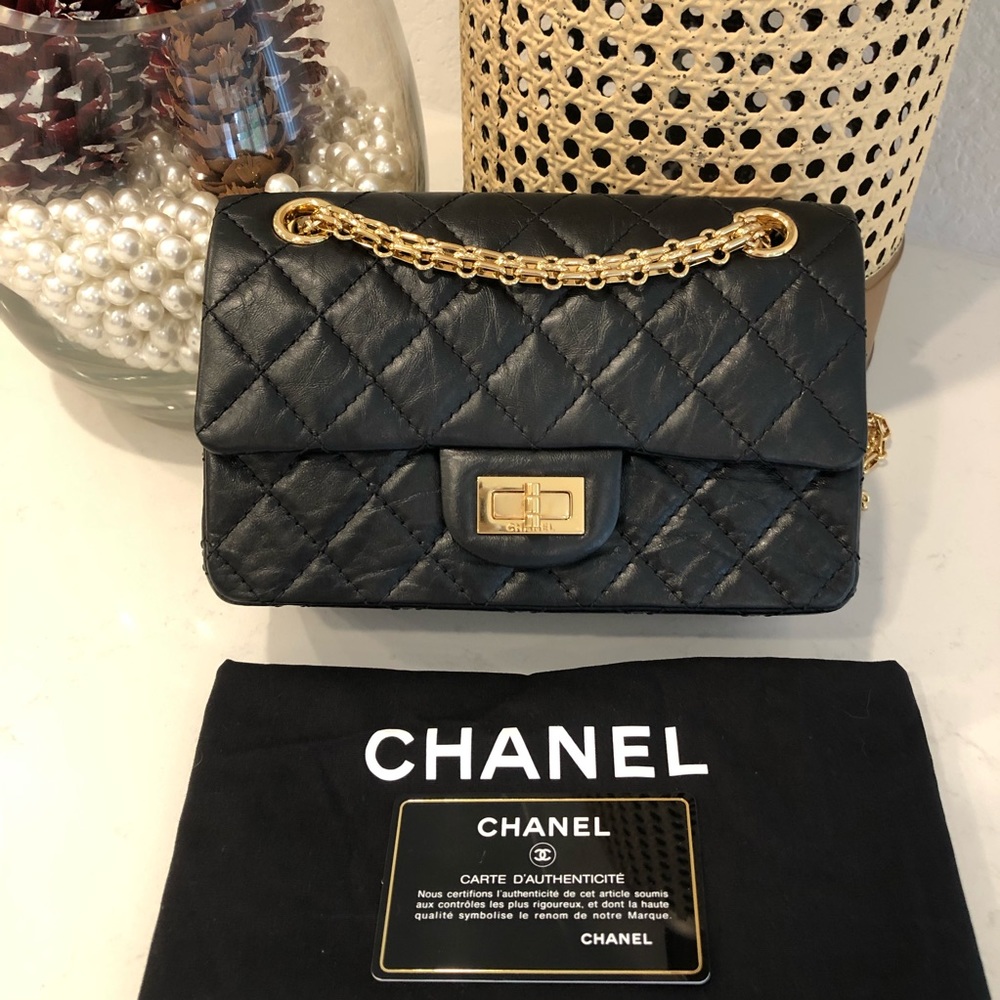 CHANEL Timeless 2.55 Mini Reissue Quilted Flap Black Aged Calfskin GHW S/224 bag